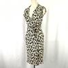 Diane von Furstenberg 100% Silk Sleeveless Knee-Length Wrap Dress 2 M Brown Beige cBH613(USED)