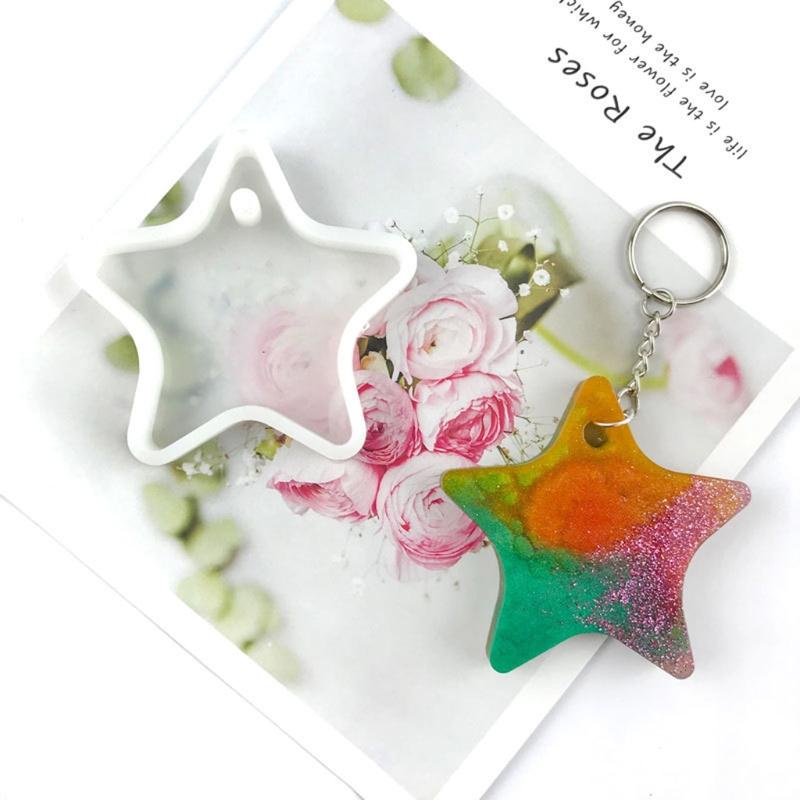 Handmade Glossy for Key Chain Decoration Resin Mold Shiny Star Shape Keychain Resin Mold DIY Crafts Pendant Silicone Mou