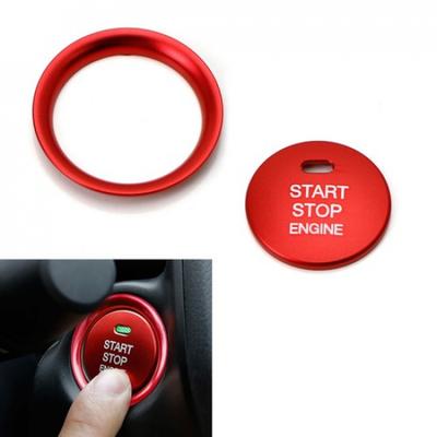 Red Aluminum Keyless Engine Push Start Button W/ Decoration Ring For Mazda 3 6