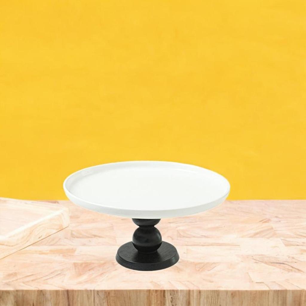 Decorative Cake Stand Ceramic Pedestal Platter Elevated Fruit Tray Cupcake Display for Kitchen Table Decor