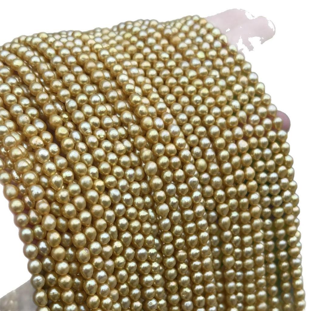 Collar Irregular Barroco de Perlas Doradas de Agua Dulce Natural Optimizadas 4-5 mm Materiales para Manualidades