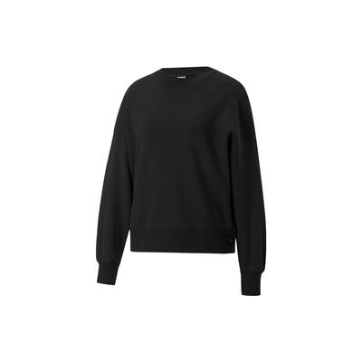 FW22 Solid Color Logo Embroidered Crew Neck Pullover Long Sleeve Sweatshirt Women Sweatshirt Black 537631-01