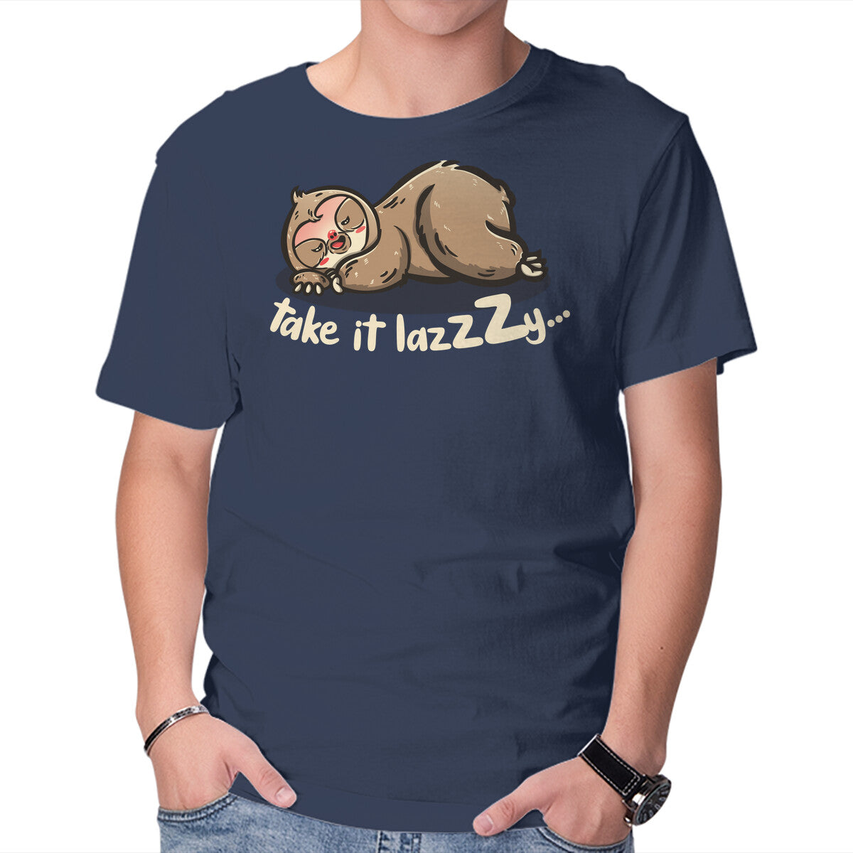 Unisex Crew Neck T-Shirt Take It Lazzzy Graphic Short Sleeve Casual Tee XXXXL