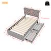 90*200 cm Low Bed, Upholstered Bed, Nightstand Upholstery with Decorative Rivets, Double Drawers, Grey
