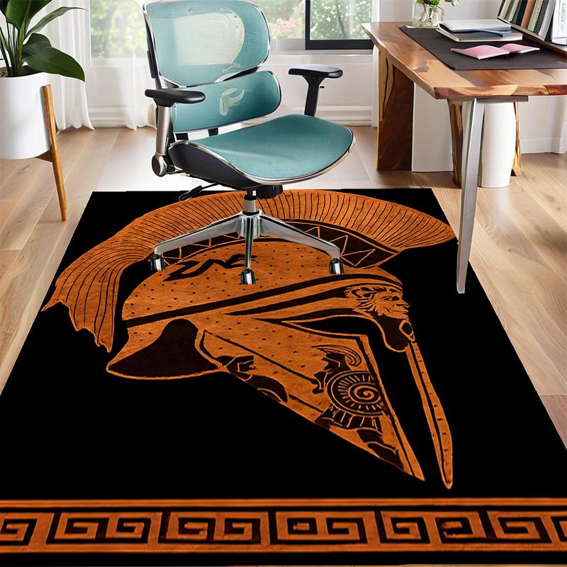 Gladiator Helmet Polyester Carpet, Soft Indoor Mat for Office Chair, Living Room, Computer Desk - Decorative Home Office Rug Design