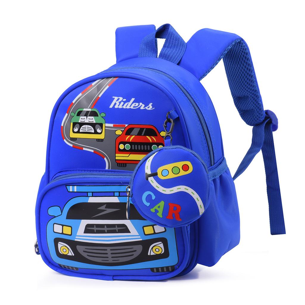 Kids Backpack Boys Girls Kindergarten Cartoon Car Lightweight Cute Student Bookbag