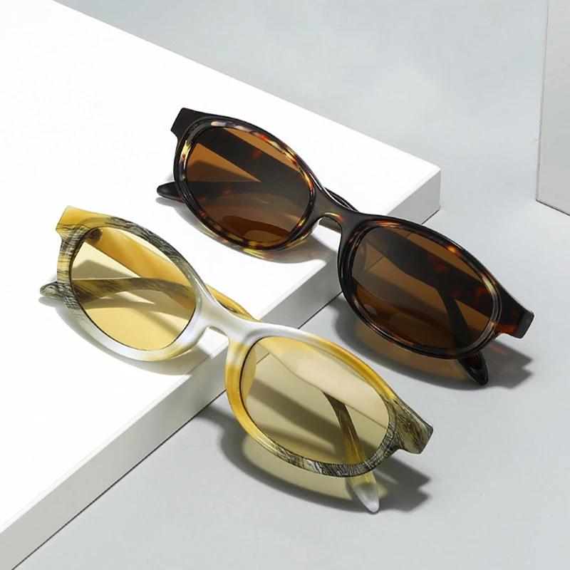  Oval Sunglasses Women Punk Double Color Shades UV400 Retro Men Trending Sun Glasses Clear Lens Frame