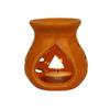 Keramisk leire stearinlysdrevet aromabrenner|Oljediffuser som leveres med 1 telys (oransje ; 9 cm)