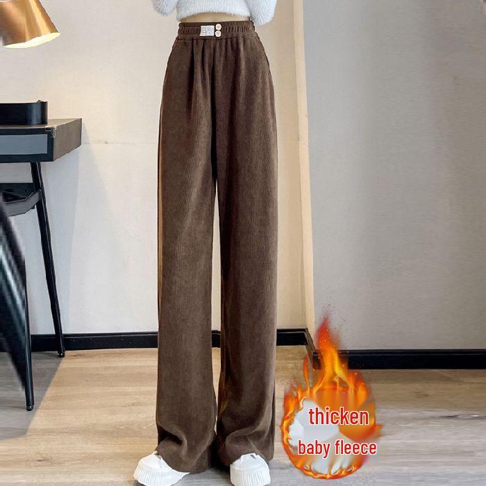 

Thickened Corduroy Slimming Wide/Narrow-Leg Pants Unisex, Autumn/Winter Casual Straight Long Pants M