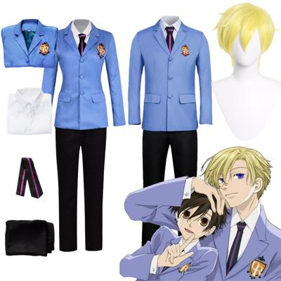 Anime Ouran High School Host Club Cosplay Eren Jaeger Poslední sezóna Studentské uniformy s parukou Kostýmy na Halloweenskou párty