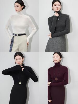 16-Needle Four-Flat Superfine Merino Wool Solid Turtleneck Knitwear: Simple, Versatile, and Close-Knit Design