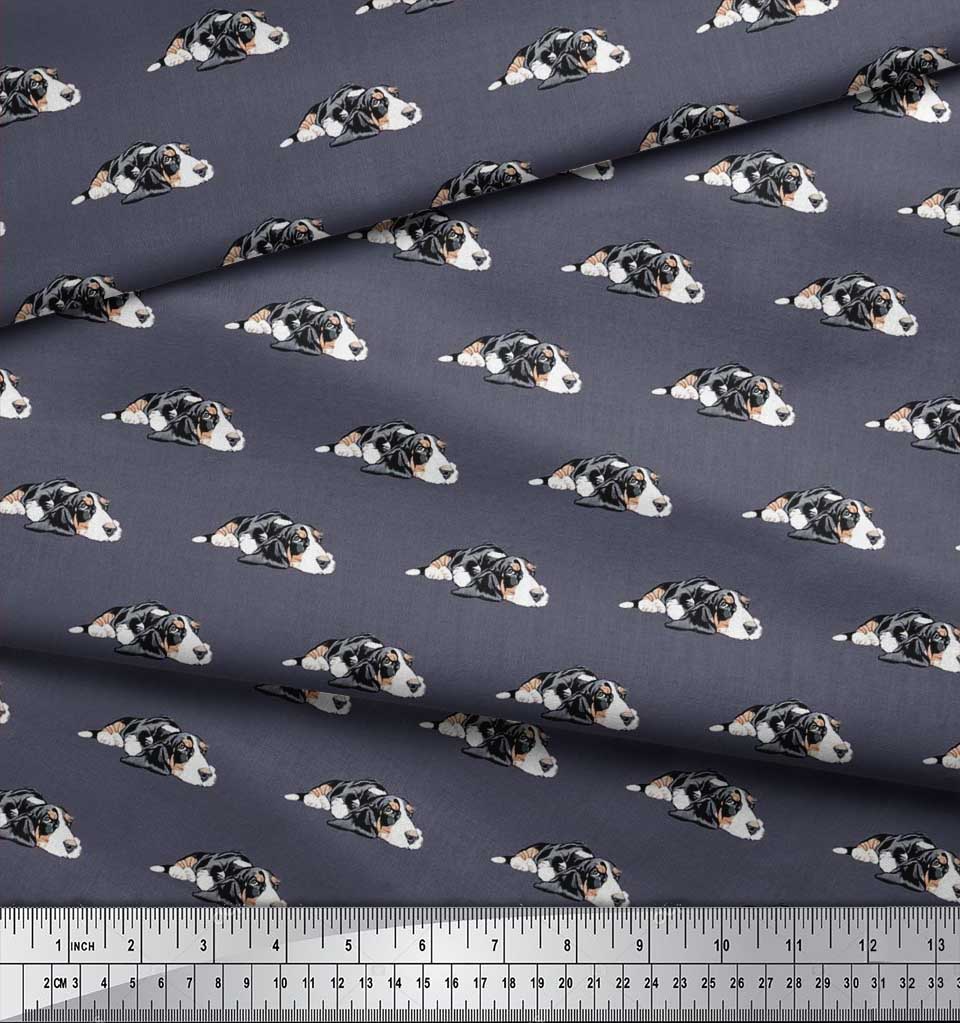 Soimoi Japan Crepe Satin Fabric Basset Hound Dog Print Fabric by metre 42 Inch