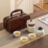 Ceramic Kungfu Tea Set with Canister Porcelain Teaware Portable Travel Tea Set  Business Gifts