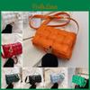 Classy Plaid Pu Leather Women Shoulder Bag Woven Soft Square Hand Chain Bag Gift