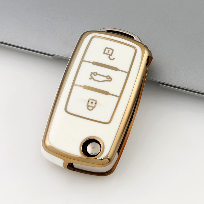 For Volkswagen VW Polo Golf Passat Tiguan Beetle Caddy T5 Up Eos Skoda Octavia Seat Leon Altea TPU Car Remote Key Case Cover