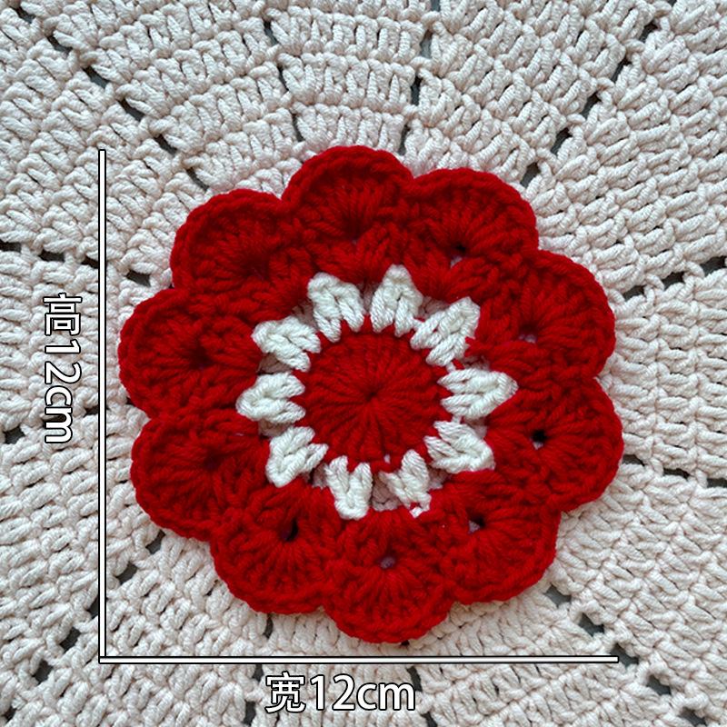 Finished product new cute wind ins small flower coaster placemat thermal insulation mat handmade wool crochet