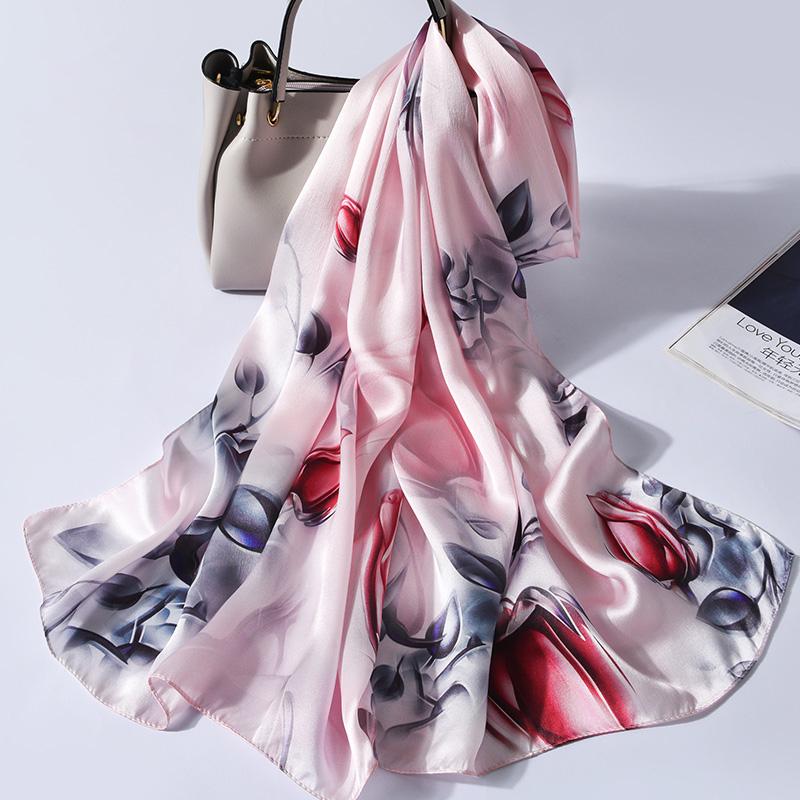 Sciarpa Lunga 100% Seta Donna Lusso Shawl in Raso di Seta Naturale Foulard Sottile Primaverile per Capelli Sciarpa da Collo in Vera Seta di Hangzhou