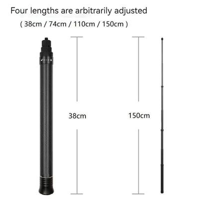 Ultralekki, niewidoczny kij do selfie z włókna węglowego o długości 1,5 m, kompatybilny z Insta360 X3 / One X2 / One Rs /