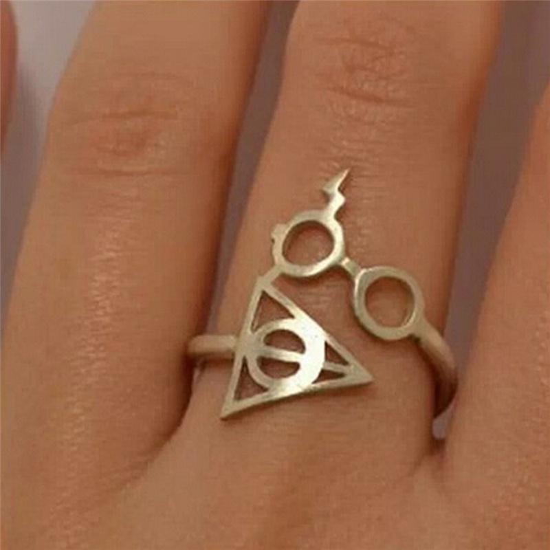 Women's Fashion Jewelry Harry Potter Deathly Hallows Glasses Ring Vintage Punk Gold Knuckle Finger Ri