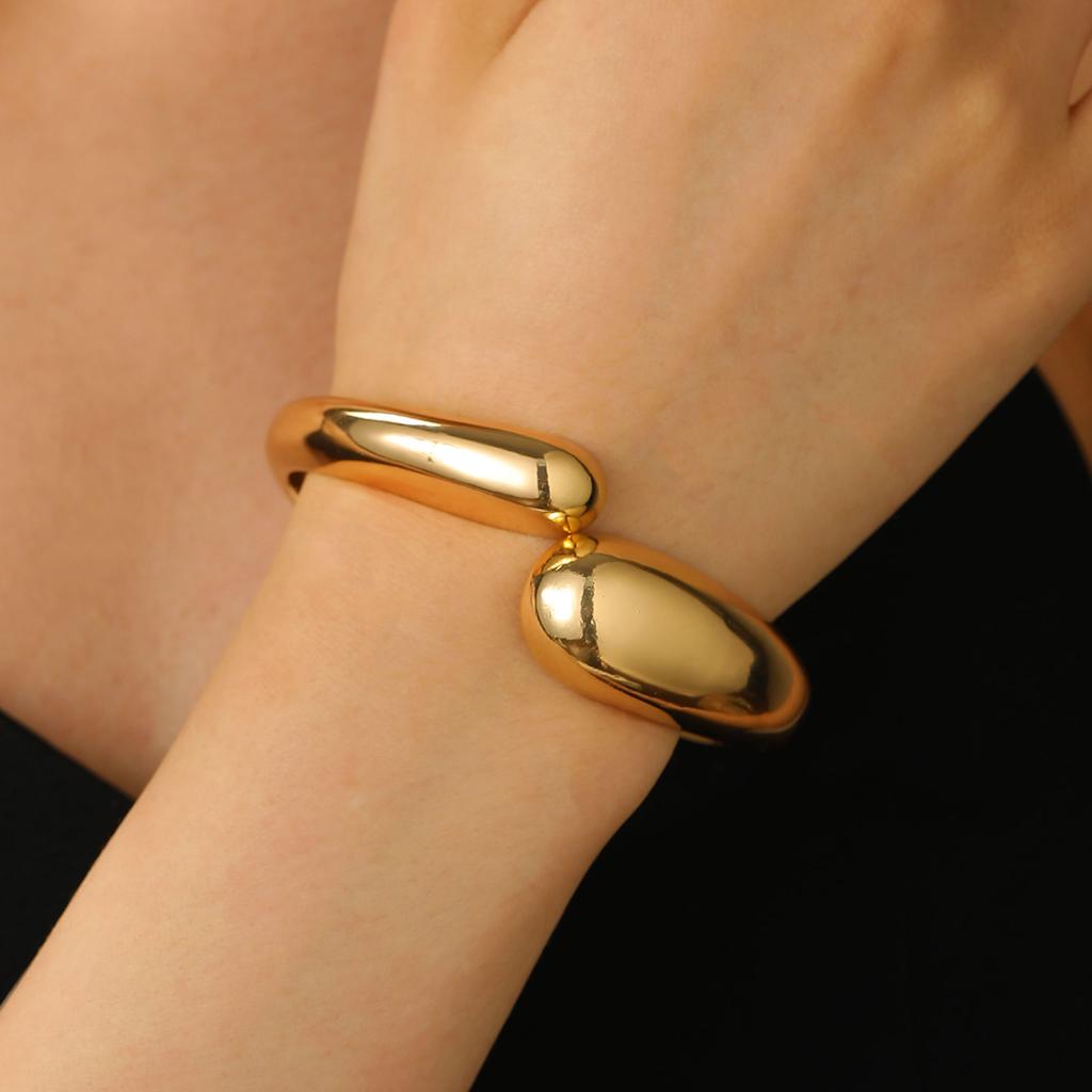 DIEZI Retro Vintage Water Drop Choker Necklace Bangle Ring Set For Women Punk Geometric Gold Color Metal Bangles Jewelry Set