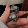 925 Sterling Silver Rings For Women Geometric Fine Jewelry Finger Adjustable Wide Flower Retro Ring For Party Birthday Gift