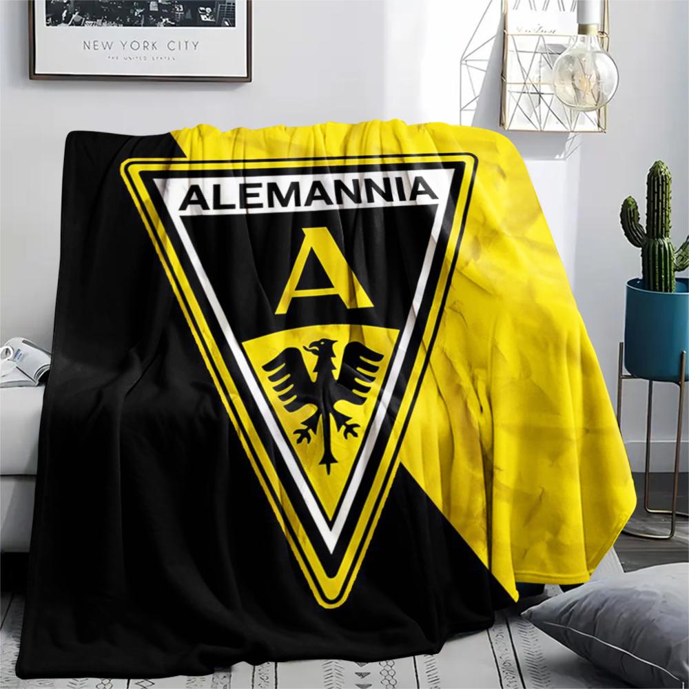 Alemannia Aachen Pattern Flannel Blanket, High Quality Comfortable for All Seasons, Home Decor, Warmth and Comfort, Perfect for Gifts.
