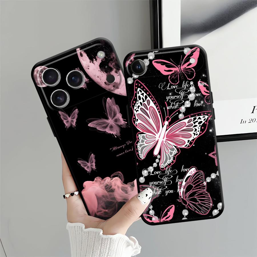 Case for Apple iPhone 17 Pro Max XR XS MAX 15 Pro 7 8 16 12 13 14 11 Air Funda Phone Cover Simple Butterfly