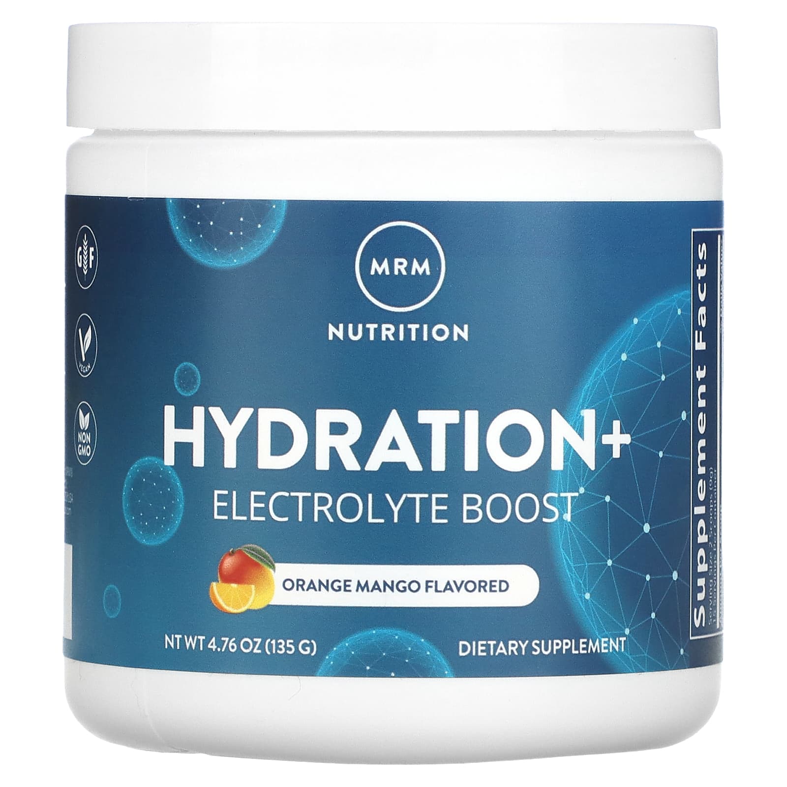 

MRM Nutrition, Hydration+ Electrolyte Booster, Orange Mango, 4.67 oz (135 g)