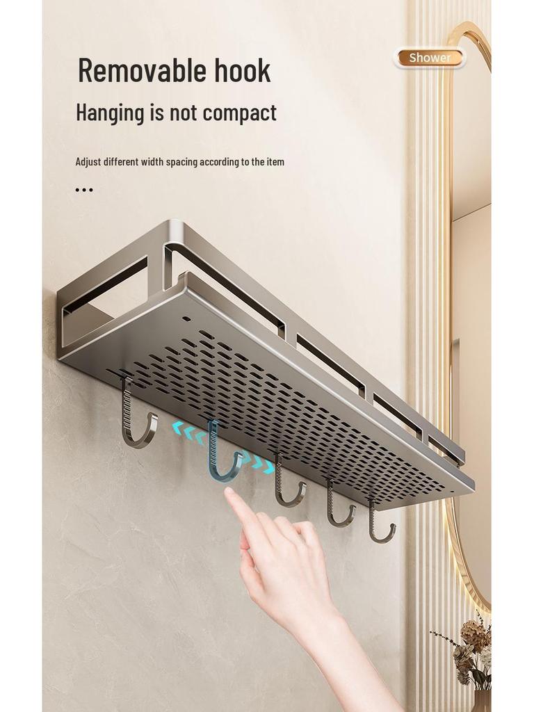 Wall-Mounted No-Drill Bathroom Storage & Vanity Rack