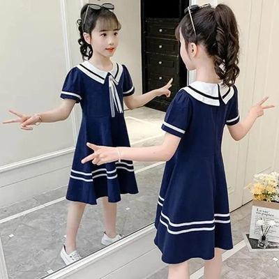 Stylish Summer Korean Princess Dress for Girls - Two-Piece Look, Ideal for Primary and Secondary Students
