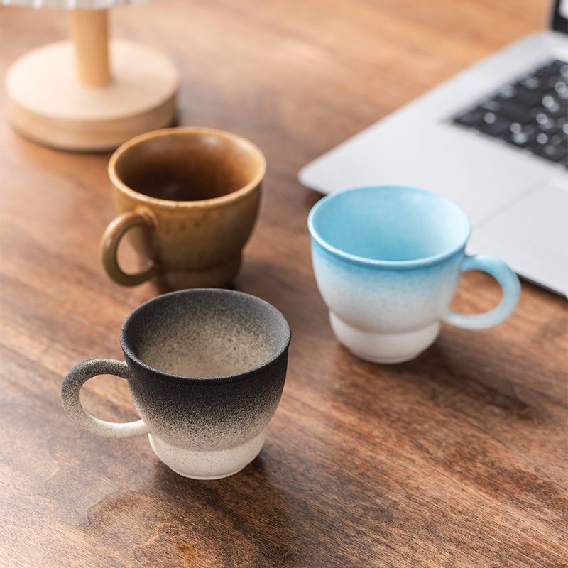 Ceramic Latte Cup Coarse Pottery Breakfast Cup Office Mug Embossed Fancy Latte Coffee Cup