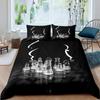 International Chess Duvet Cover Set Queen Size Chess Lovers Bedding Set for Boys Adults Microfiber Black Base 2/3pcs Quilt Cover