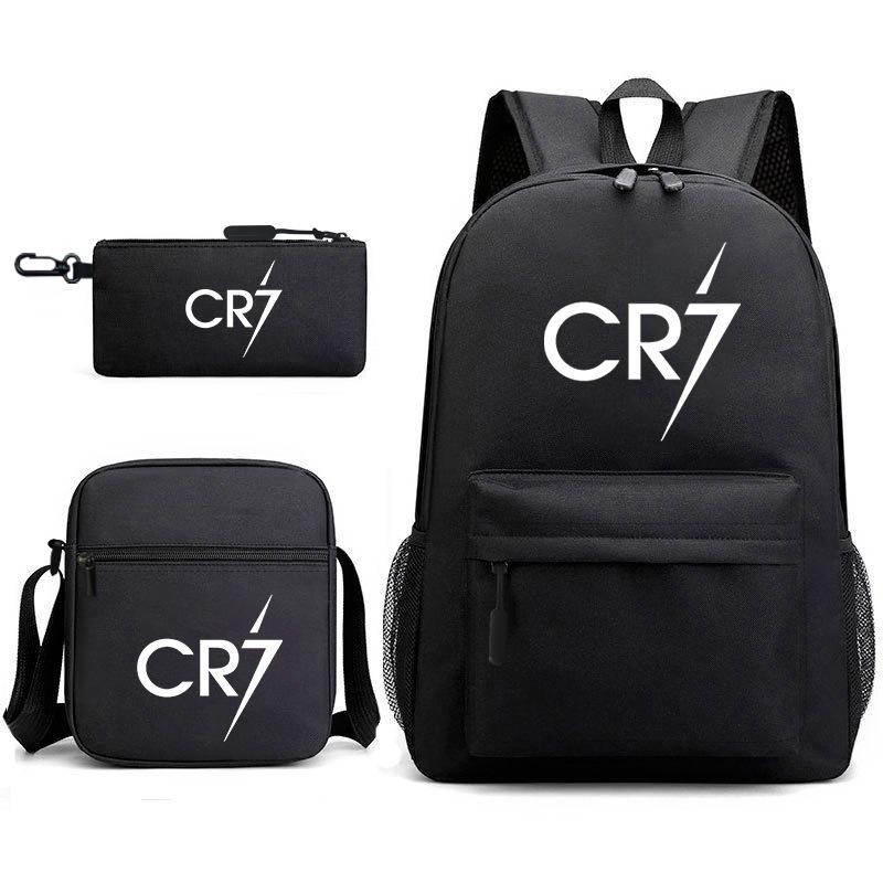 Cr7 Backpack Fashion Backpack Shoulder Bag Pencil Case Children S Student School Bag 3-Piece Set Ship according to the picture