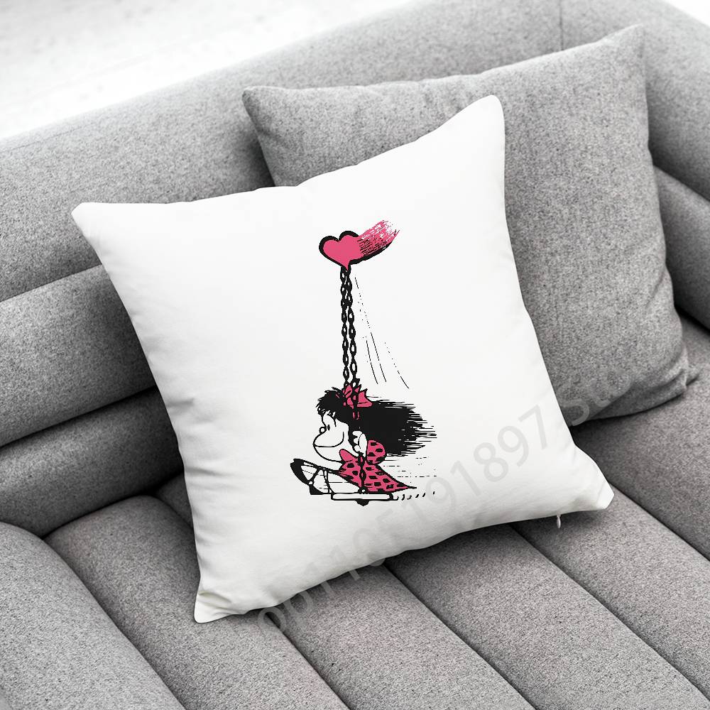 

Cute M-Mafalda Girl Comic Throw Pillow Case For 45x45cm 40x40cm 55x55cm 50x50cm 30x30cm Square Car Pillowcase Shell 30cmx30cm