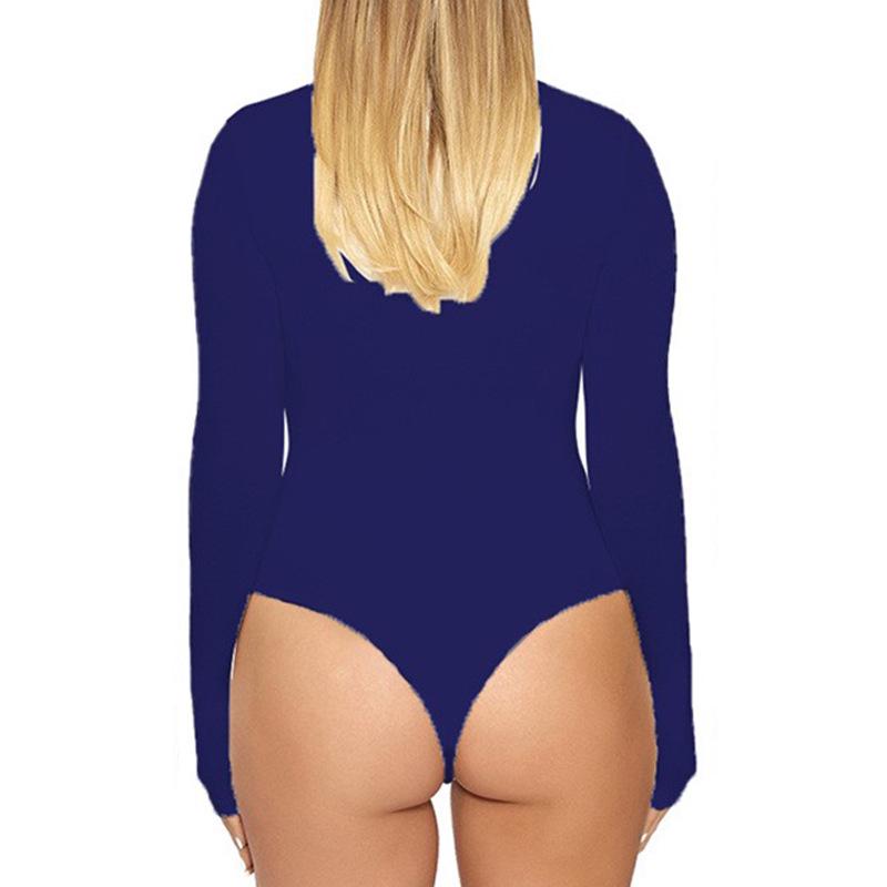 European Fashion Sexy Long Sleeve Bodysuit with Leggings - Solid Color, Round Neck, Perfect for Nightclubs and Home, Autumn/Spring Wear