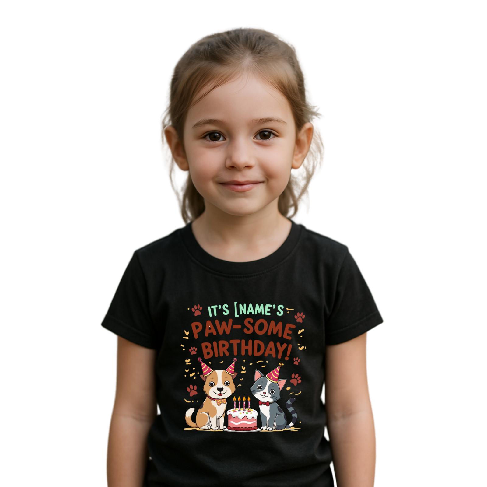 

Personalized Name Birthday Shirt | Dog Cat Paw-some Birthday T-Shirt Mens Womens Tees Top | Custom Na 4XL