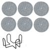 6Pcs Heat-resistant Woven Round  Coaster Set with Holder Tableware Mat Cup Coaster  Household
