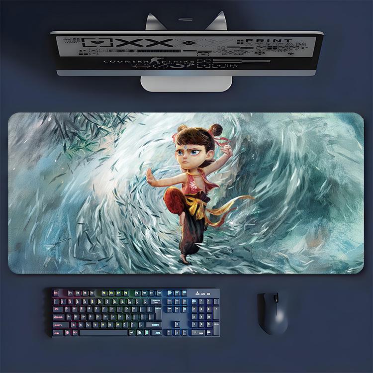 

Ne Zha and Ao Bing Mousepad - Large Size Desk Mat with Multiple Patterns 800*300*3mm