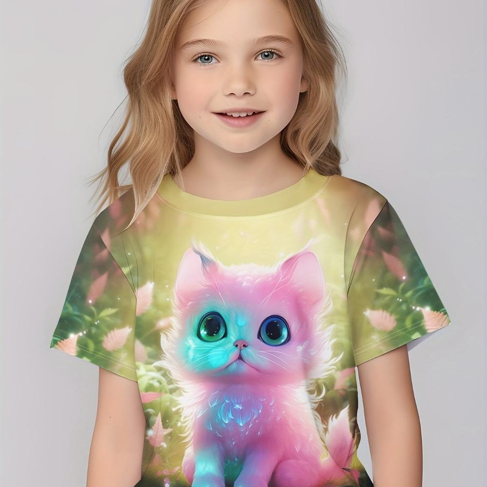 Children's Clothing Girl T-Shirts Short Sleeve Children T-Shirt Cute Pattern Print Casual Girl Clothes Kids Summer Clothes Tops