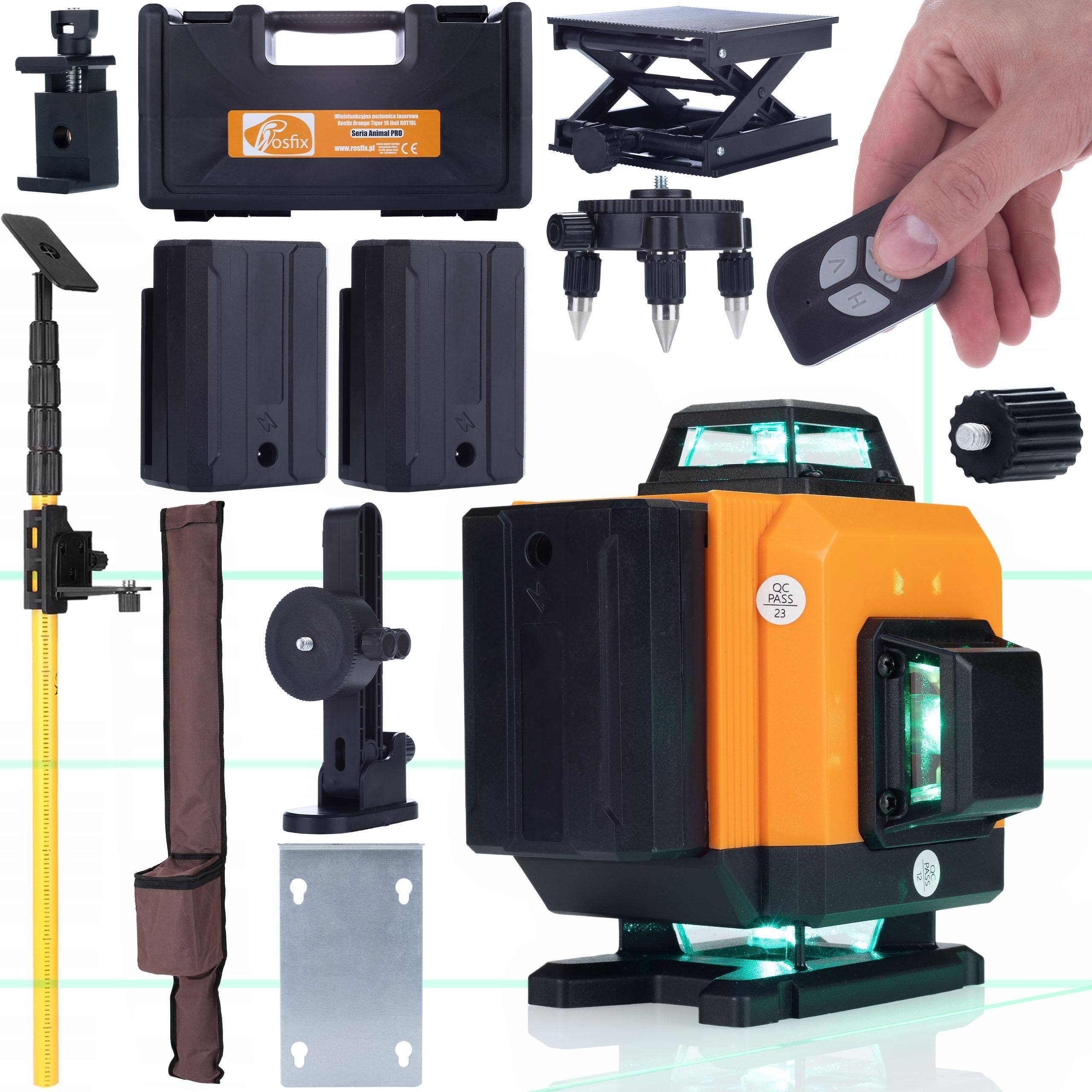 

Rosfix Poziomica Laserowa Orange Tiger 16 Linii ROT16L – Samopoziomowanie | Wodoodporność IP54 | Zestaw z Tyczką 400 cm