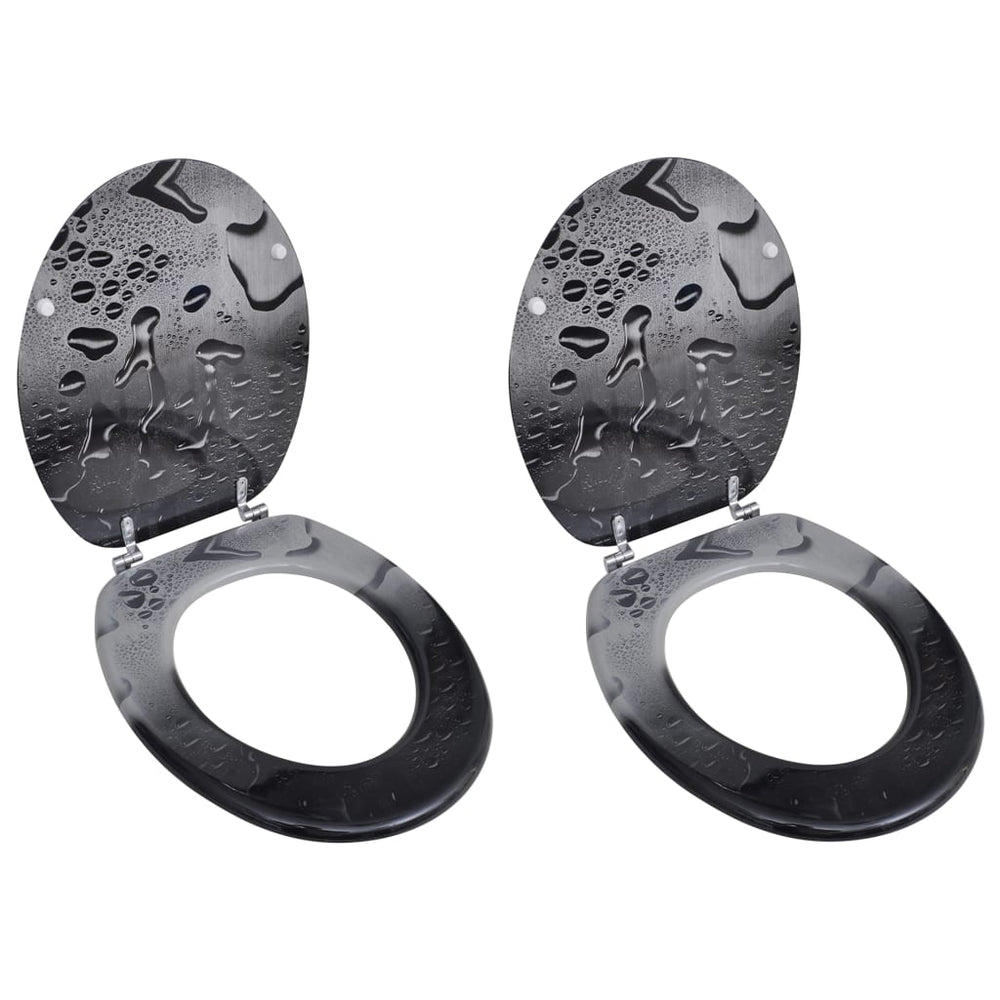 Sièges de toilette avec couvercles 2 pcs MDF Goutte d'eau
