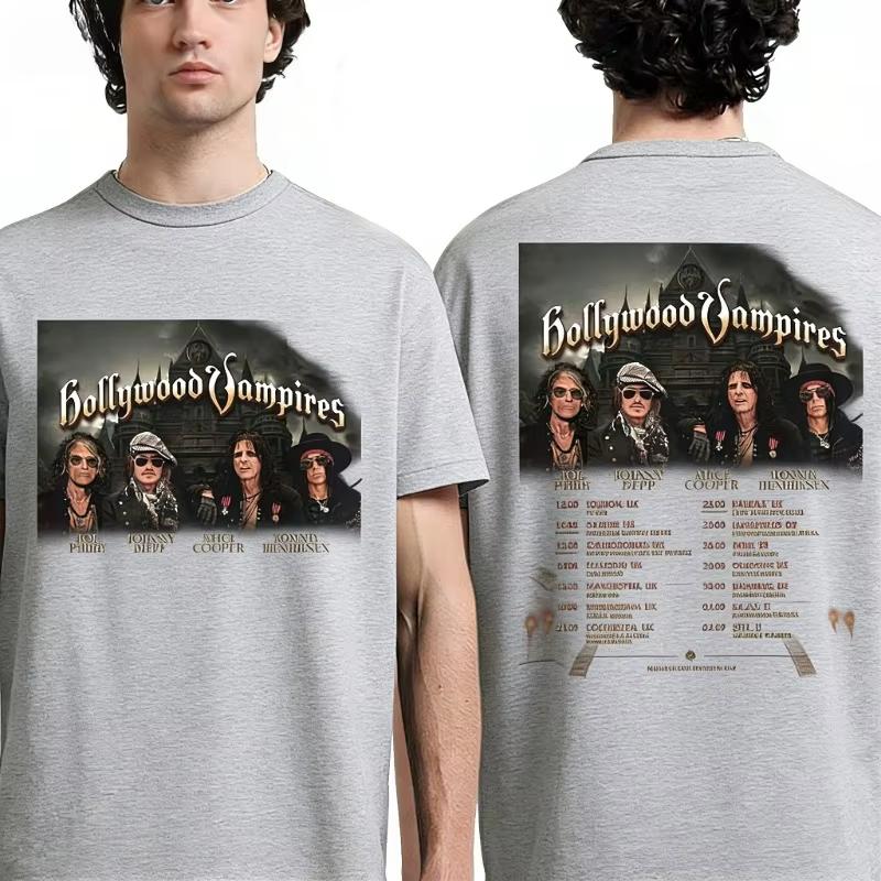 Hollywood Vampire 2026 World Tour North American Tshirt Concert Retro Unisexs And Unisexs Retro Rock Y2k Ins