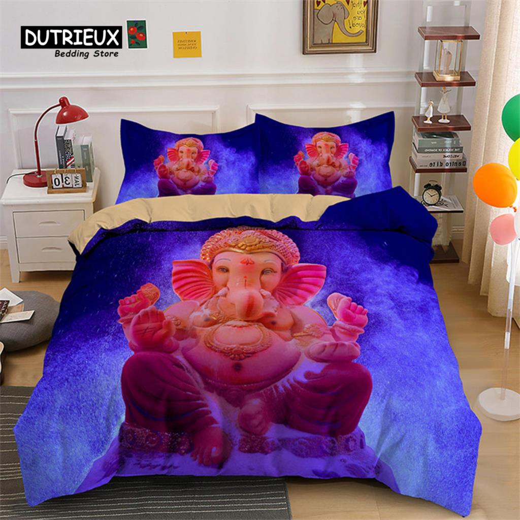 Modern Classic Indian Ganesha Bohemian Meditation Elephant Polyester Mandala For Kids Teen Adults Full Comforter