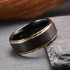 8mm Schwarz Golden Gebürsteter Wolframkarbid Unisex Ehering Bequem zu Tragen Vintage Partnerring