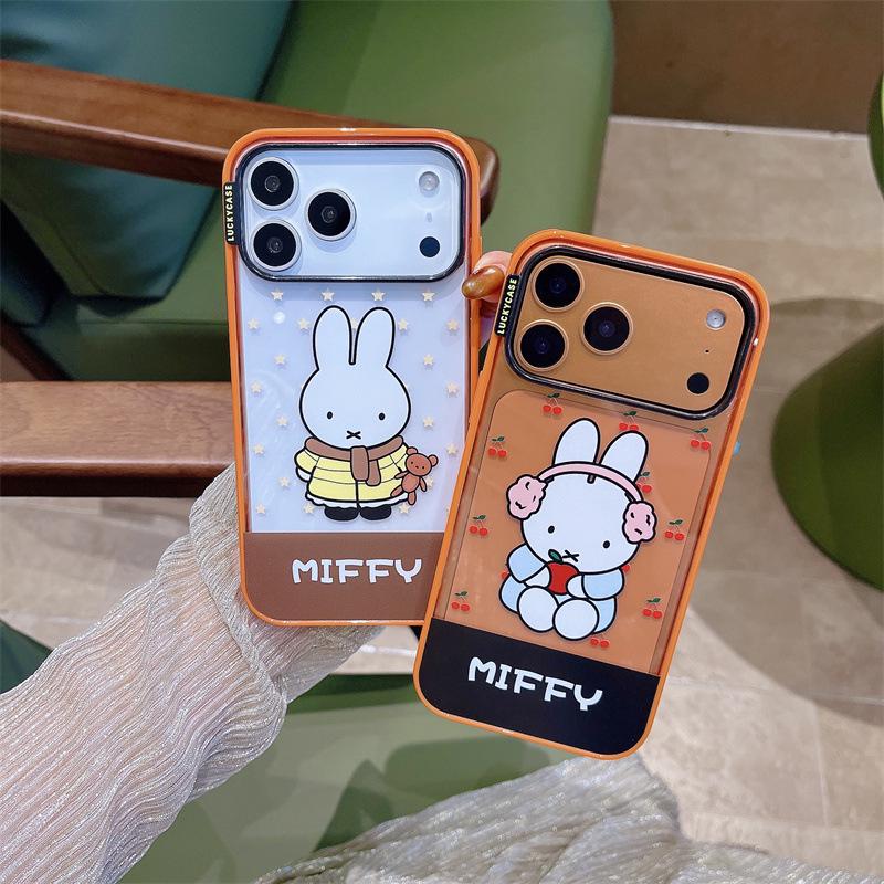 Cute Cartoon Rabbit Orange Border iPhone 14/13/17/16/15 Pro Max Anti-fall Phone Case