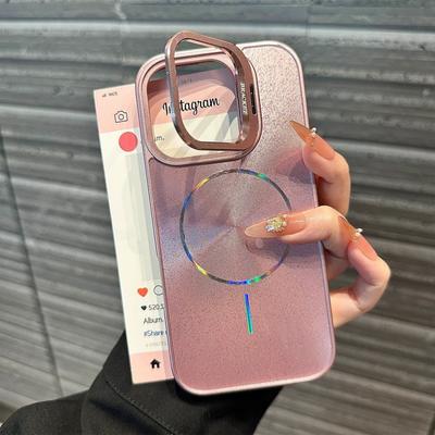 Metall-Objektivhalter Glitzer Aurora Magnetische Hülle für Für Iphone 16 1 14 13 12 11 Pro Max Für Kabelloses Laden Hülle