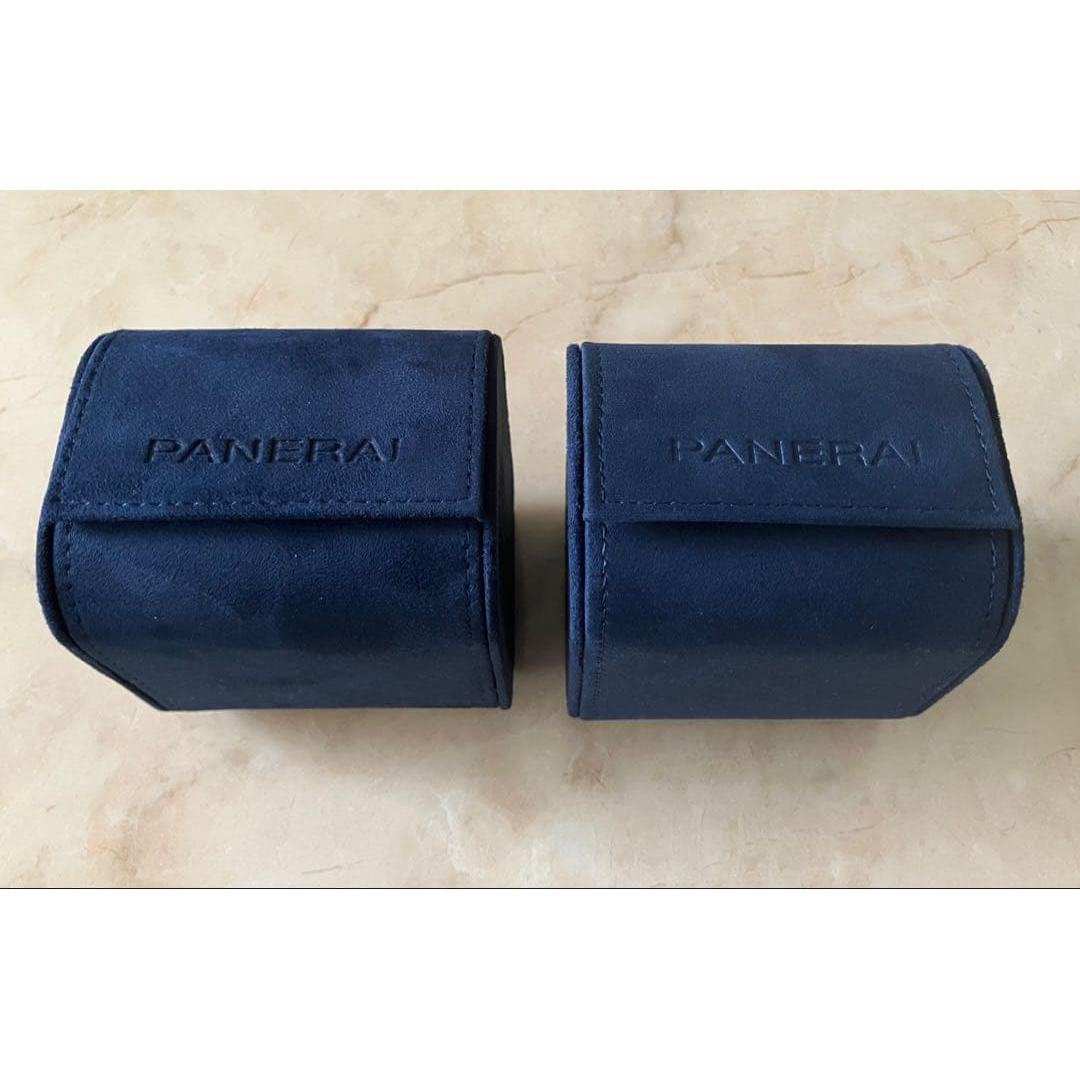 Used PANERAI Watch Case Navy Suede Style Travel Case Set of 2