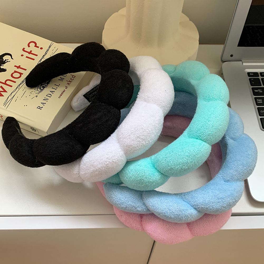 Spa Headband For Women Sponge Headband Face Washing Cute Cloud Thick Hairband For Shower Makeup Skincare