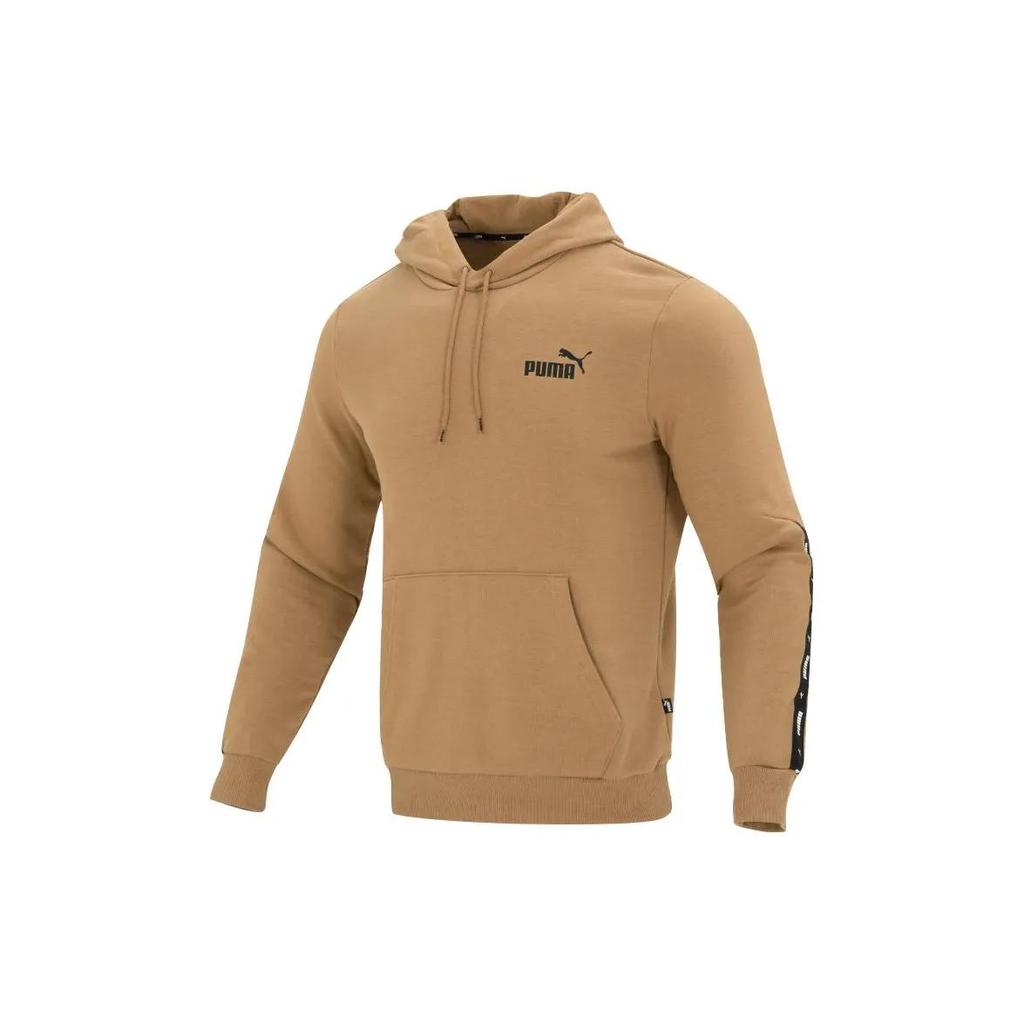 PUMA Sweatshirts Men's Khaki Hooded Moderate Regular (Unisex) Sweatshirts 849590 85