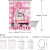 Fashion Luxury Girly Shower Curtain Pink Floral Shower Curtains Perfume Waterproof Polyester Fabric Shower Curtains for Bathroom Decor with 12 Hooks,